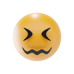 confounded face emoji 3d icon and illustration