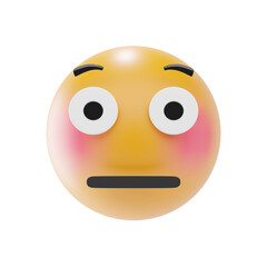flushed face emoji 3d icon and illustration
