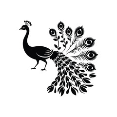 Fototapeta premium Peacock silhouette isolated on a white background. Vector illustration