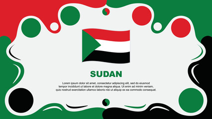 Sudan Flag Abstract Background Flat Design Template. Sudan Independence Day Banner Wallpaper Vector Illustration. Sudan