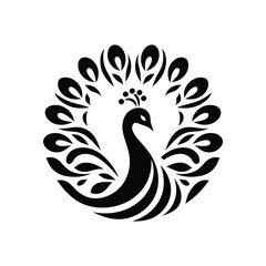 Abstract and religious peacock logo mandala icon design