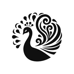 Abstract and religious peacock logo mandala icon design