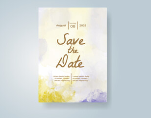 Wedding invitation with abstract watercolor background