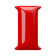 Red 3D Font Letter I uppercase