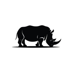 Majestic Rhino Logo Template with Silhouette Icon of Endangered African Rhinoceros