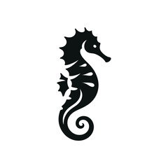 seahorse silhouette vector icon flat illustration logo clipart