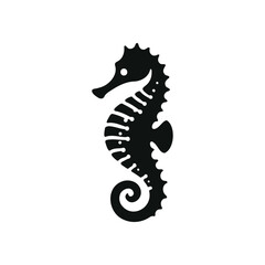 seahorse silhouette vector icon flat illustration logo clipart