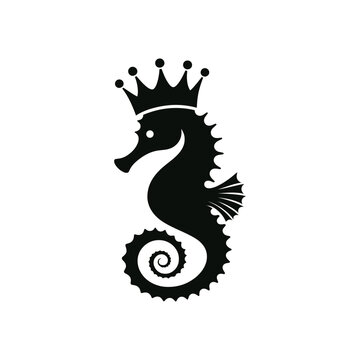 recommend clip art: King Queen seahorse silhouette vector icon flat illustration logo clipart