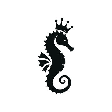 recommend clip art: King Queen seahorse silhouette vector icon flat illustration logo clipart