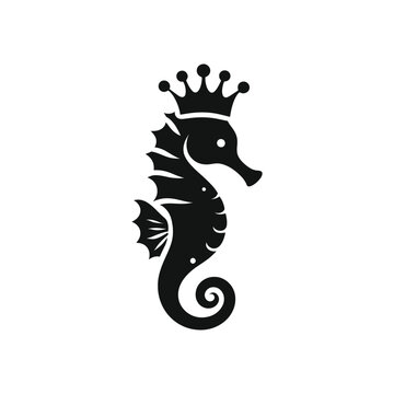recommend clip art: King Queen seahorse silhouette vector icon flat illustration logo clipart