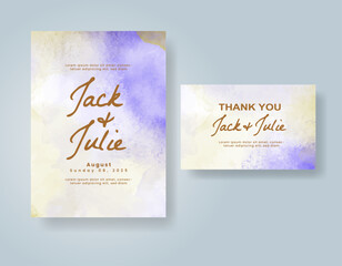Wedding invitation with abstract watercolor background