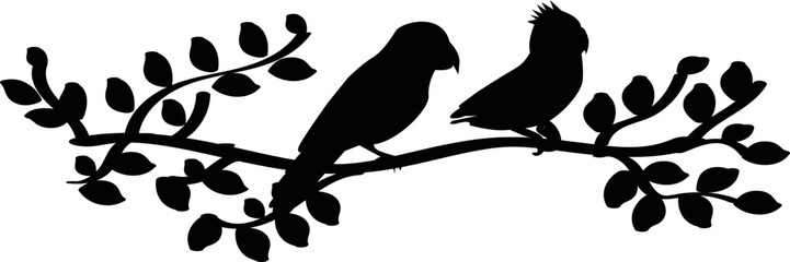 Silhouette Branch Bird Vector Image