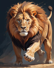 Obraz premium AI generative. Digital artwork of lion painting on dark blue background. 3