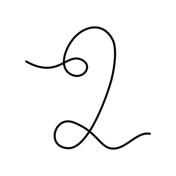 recommend clip art: Number 2 continuous line. Number two Hand drawn Line Art design concept. Transparent background