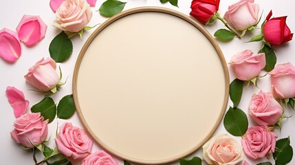 Fototapeta premium pink rose frame
