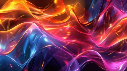 A colorful, abstract image of a wave with a blue and red stripe
