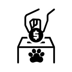 Vector solid black icon for Wildlife donation