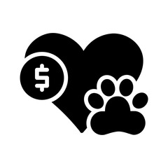 Vector solid black icon for Wildlife donation