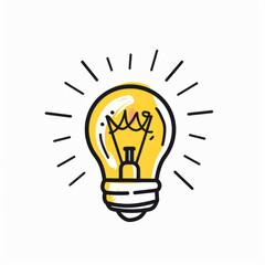Cute minimal hand drawn vector doodle of a light bulb