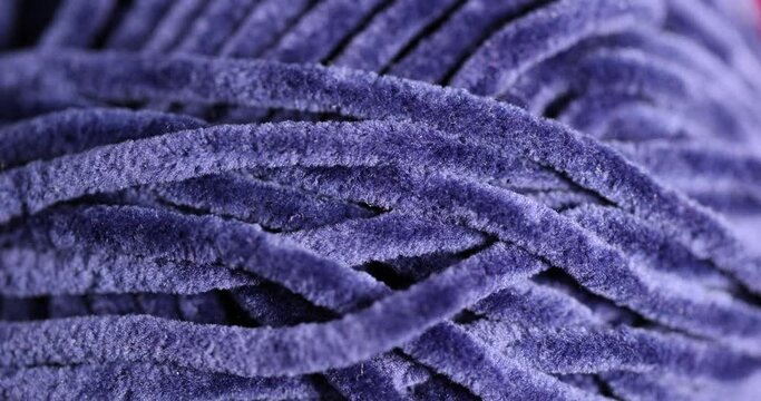 blue velour threads for knitting things, new soft blue threads with traces of other threads in close-up