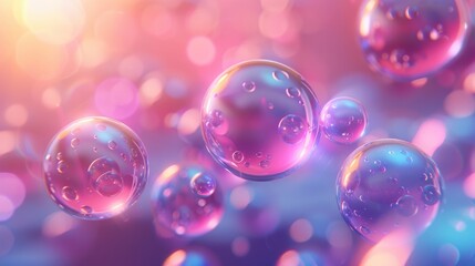 A bunch of colorful bubbles floating in the air