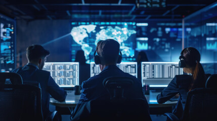 Data breach investigation team working in office, cybersecurity operations concept