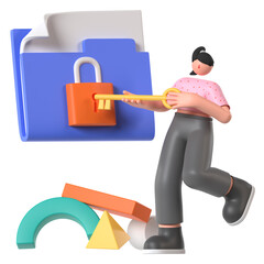 Data Security Protection Task Management 3D Illustration