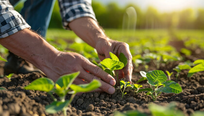 Farmers Hands Planting Seedling