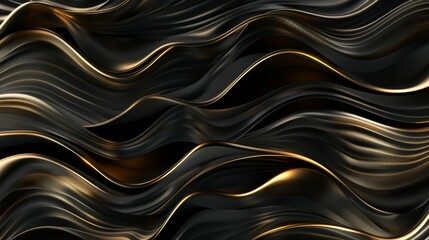 Abstract black and gold wavy lines background, luxury design concept