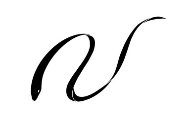 リボンのような蛇のシルエットイラスト（白フチあり）