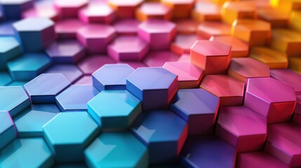 A colorful pattern of hexagons is displayed in a variety of colors