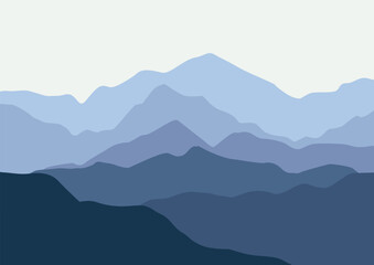 Landscape mountains in nature. Illustration in flat style.