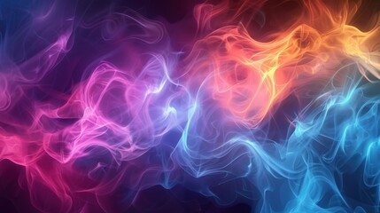 A colorful, swirling flame with blue, red, and purple hues