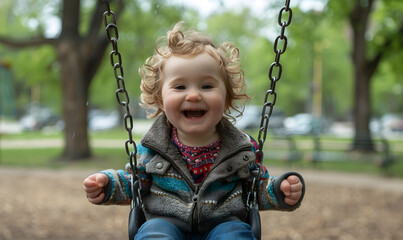 toddler or baby doing activities happily and having fun.