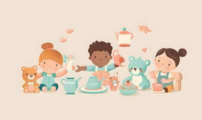 Obraz premium toddler or baby doing activities happily and having fun.