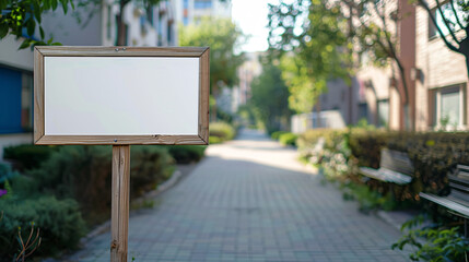 Fototapeta premium Blank Signpost in Schoolyard Setting for Educational Announcements