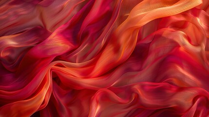 Obraz premium A vermilion silk scarf gently billowing in the wind, creating elegant and flowing patterns.