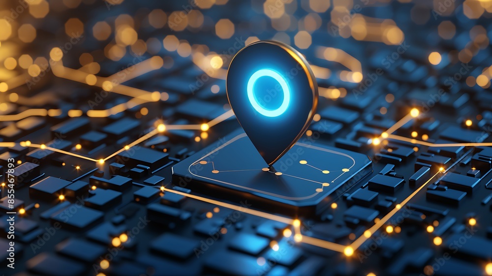 Poster gps location transfer abstract tech image