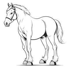 Obraz premium horse profile side portrait sketch on white background