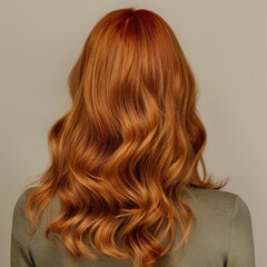 Naklejka premium Rear view of a woman in a studio with radiant, shiny hair, ideal for showcasing hair care products