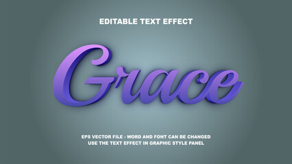 Editable Text Effect Grace 3D Vector Template