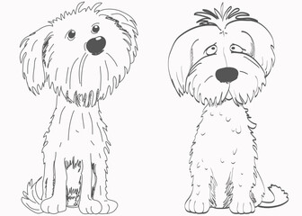 Set of dogs in sketch style