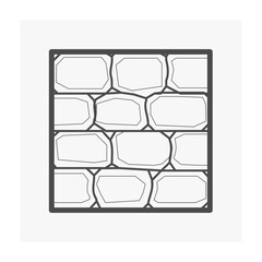 Stone or rock brick block wall vector icon design. Row in panel on wall. Natural construction material with texture pattern on surface for architecture i.e. house building, fence and shower.