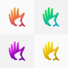 Obraz premium Kids logo and hand care design combination, colorful style