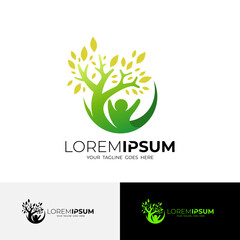 Tree logo and people care design combination, nature logos