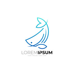 Whale logo with line style design, marine life logo template