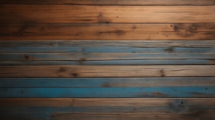 Obraz premium brown wooden plank desk table background texture top view. Horizontal photo of the structure of wooden boards. Background of brown boards.