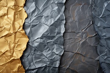 Crumpled gold and gray paper texture background