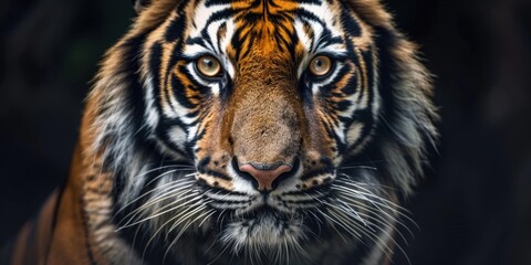 Naklejka premium Close-Up Portrait of a Tiger's Face