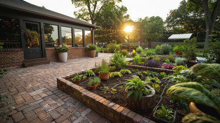Tranquil Sunset Patio Renovation with Mix of Rustic and Modern Elements